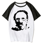 Minimal Monochrome Anime Raglan Casual Cotton Streetwear Graphic T-Shirt