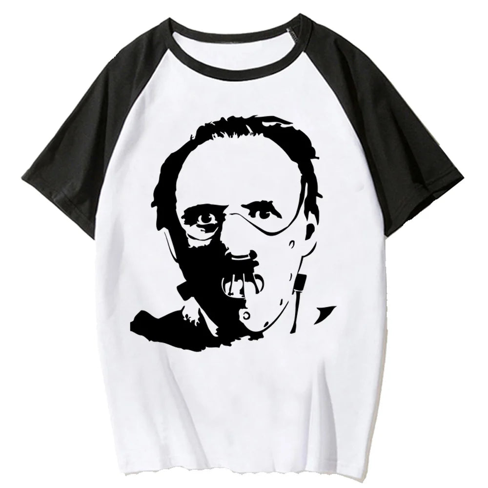 Minimal Monochrome Anime Raglan Casual Cotton Streetwear Graphic T-Shirt