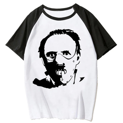 Minimal Monochrome Anime Raglan Casual Cotton Streetwear Graphic T-Shirt
