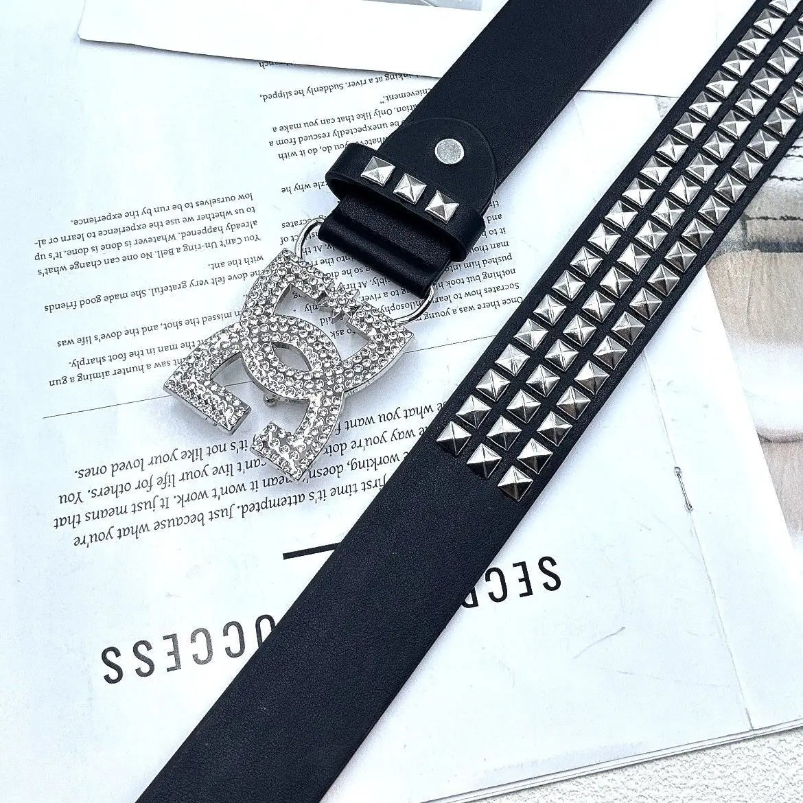 Rhinestone Studded Statement Belt for Y2K Glam Alternative Fashion