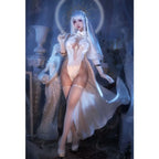 Women's Halter Cutout Dress Set with Veil, Chain Details and Coordinated Accessories