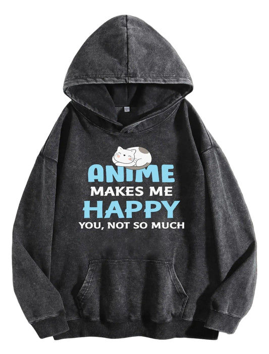 Kawaii Anime Lifestyle Hoodie with Manga-Inspired Minimal Typography Artwork