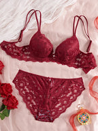 Contour Push-Up Lace Bra and Matching Scalloped Hipster Panty Everyday Intimates Set
