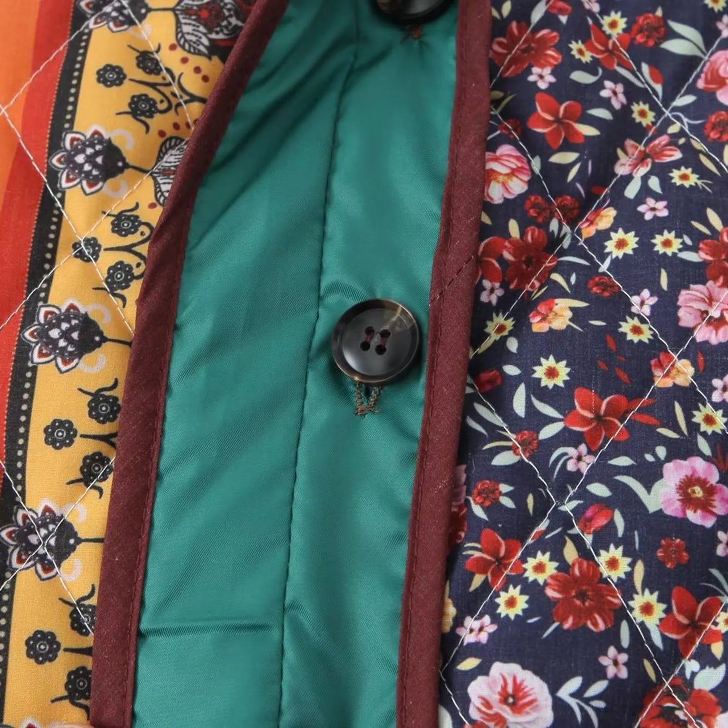 Women's Quilted Patchwork Padded Jacket Relaxed Casual Winter Hooded Outerwear Coat