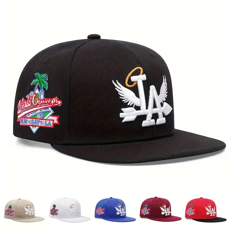 Embroidered Flat Brim Snapback Cap Adjustable Streetwear Hip Hop Baseball Fashion Hat