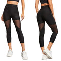 Mesh Panel Calf Length Leggings High Waist Active Alternative Fashion Bottoms