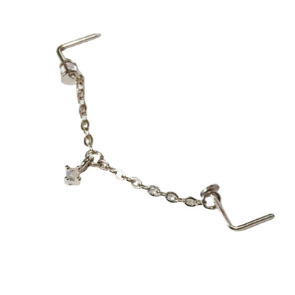 Double Chain Nose Cuff Accessory for Punk Gothic Alternative Fashion
