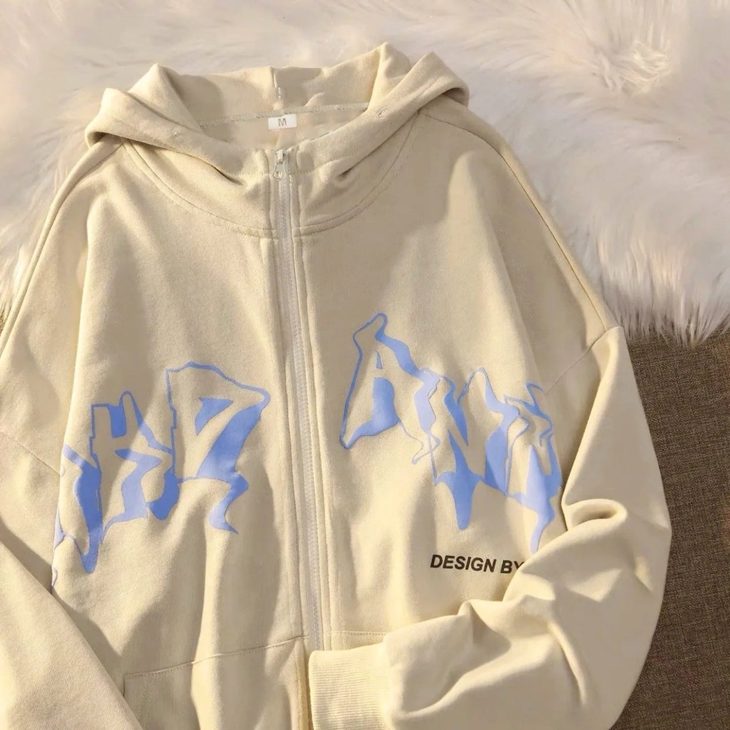 Phantom Script Anime Oversized Fleece Streetwear Zip Hoodie