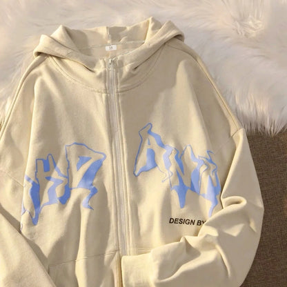 Phantom Script Anime Oversized Fleece Streetwear Zip Hoodie