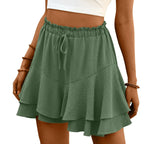 High Waist Flowy Tiered Skort with Ruffle Layers A-Line Silhouette