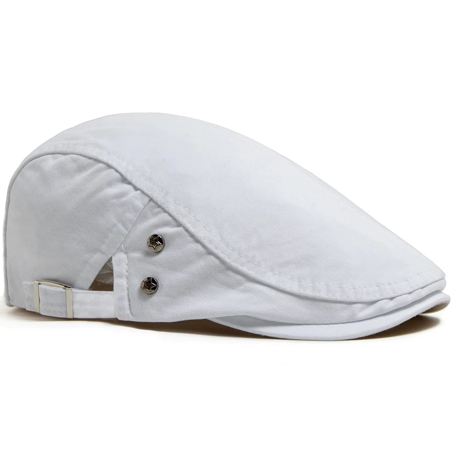 Classic Cotton Ivy Flat Cap Button Detail Casual Vintage Streetwear Beret Hat