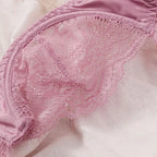 Sheer Black Floral Lace Balconette Bra and Strappy Thong Set