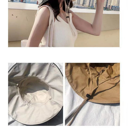 Wide Brim Foldable Sun Hat with UPF Protection and Adjustable Chin Strap for Outdoor Wear