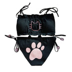 Playful Embroidered Cat Motif Wire-Free Bralette and Tie-Side Panty Set