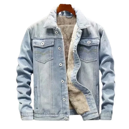 Fleece Lined Denim Jacket with Relaxed Fit Contemporary Streetwear Outerwear