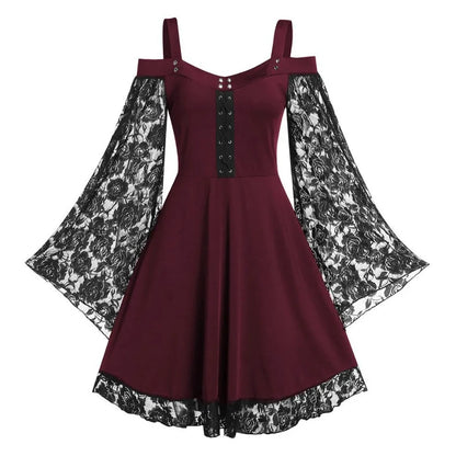 Gothic Lace Bell Sleeve Dress for Alternative Fashion Style
