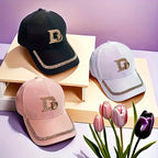 Rhinestone Embellished Baseball Cap Adjustable Curved Brim Fashion Streetwear Hat