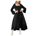 Gothic Witchcore Midi Dress with Pentagram Strap Details