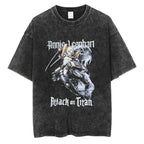 Anime Manga-Style Tactical Warrior Graphic Vintage Oversized Streetwear Cotton Tee
