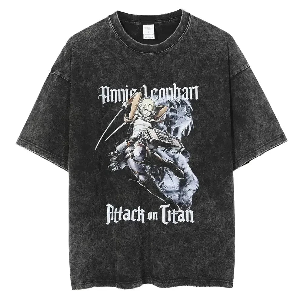 Anime Manga-Style Tactical Warrior Graphic Vintage Oversized Streetwear Cotton Tee