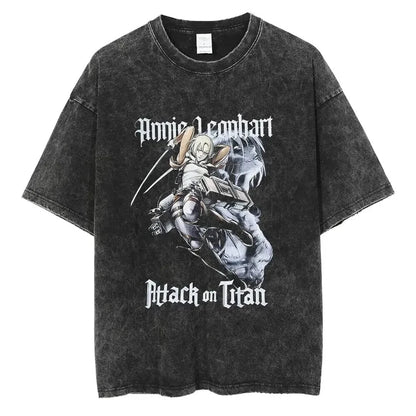 Anime Manga-Style Tactical Warrior Graphic Vintage Oversized Streetwear Cotton Tee