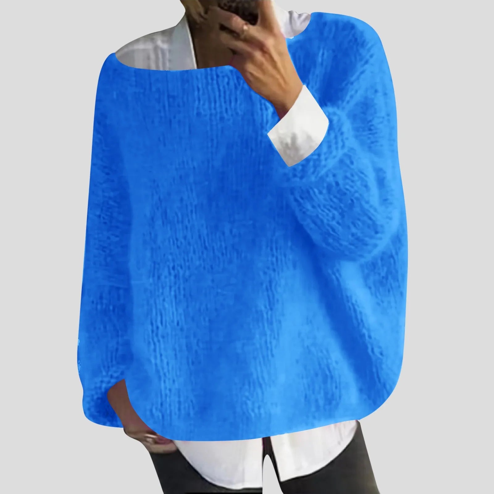 Women's Oversized Drop Shoulder Textured Knit Casual Streetwear Sweater