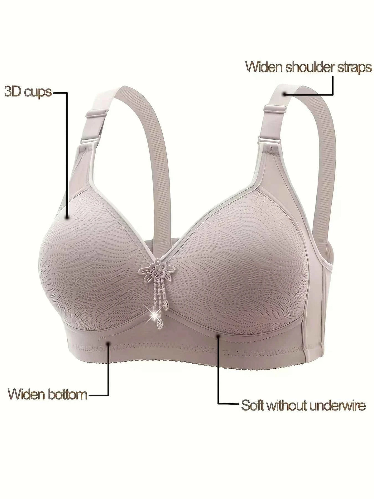 6-Piece Seamless Wireless Padded Bra Set with Adjustable Straps, Soft Pastel Colors and Everyday Styling