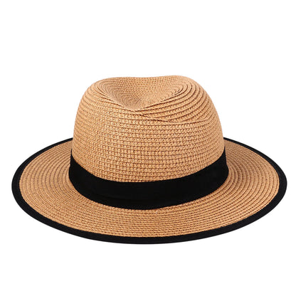 Roll-Up Straw Fedora Hat with Wide Brim for Beach Travel and Everyday Summer Style