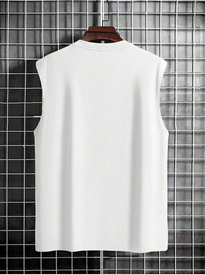 Geometric Art Cotton Tank Top with Contemporary Japanese Streetwear Inspired Graphic Design