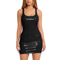 Glossy Faux Leather Bodycon Mini Dress with Sleeveless Zip Front Design