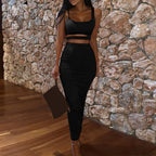 Women's Cutout Crop Top and Maxi Skirt Co-Ord Set Contemporary Evening Outfit
