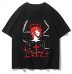 Anime Goth Minimal Graphic Streetwear T-Shirt with Dark Manga-Inspired Artwork