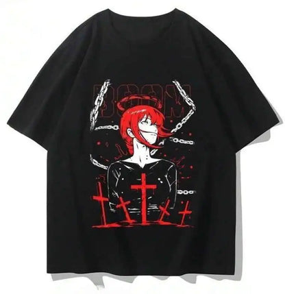Anime Goth Minimal Graphic Streetwear T-Shirt with Dark Manga-Inspired Artwork