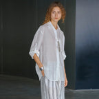 Lightweight Semi-Sheer Lyocell Blend Relaxed Button-Down Shirt