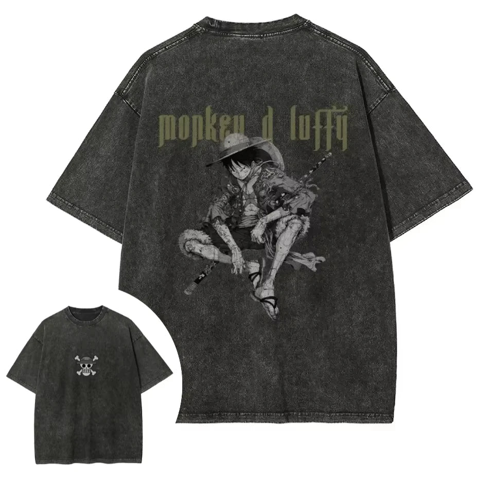 Retro Manga Warrior Oversized Vintage Streetwear Casual Graphic T-Shirt