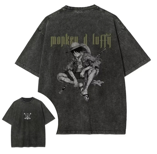 Retro Manga Warrior Oversized Vintage Streetwear Casual Graphic T-Shirt