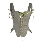 Lace-Up Corset Top with Adjustable Shoulder Ties and Structured Bodice