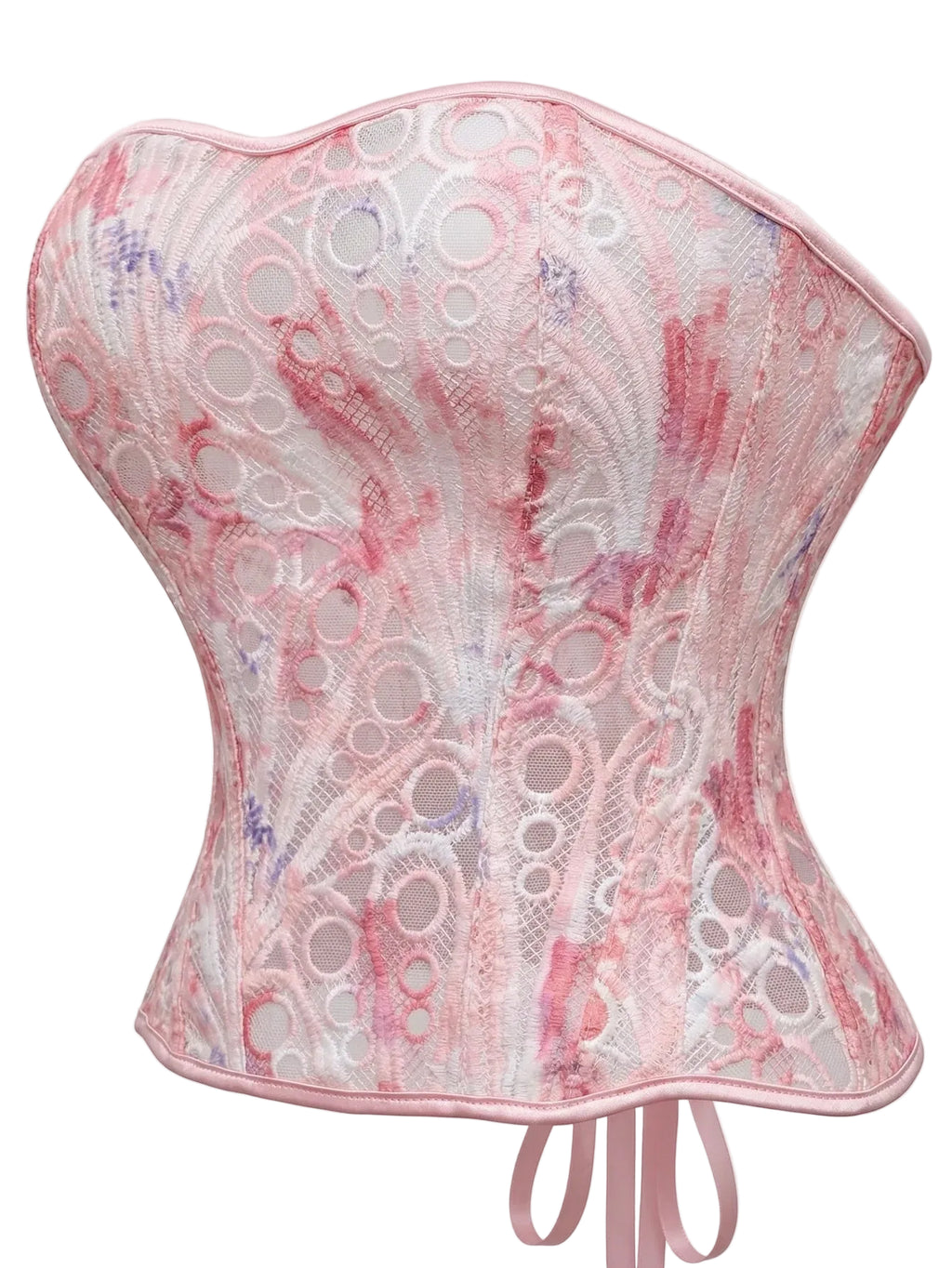 Ethereal Pink Floral Print Strapless Corset with Sweetheart Neckline