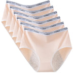 Six-Piece High-Waisted Menstrual Brief Set with Striped Waistbands