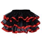 Theatrical Red and Black Striped Overbust Corset and Ruffled Tutu Skirt Set