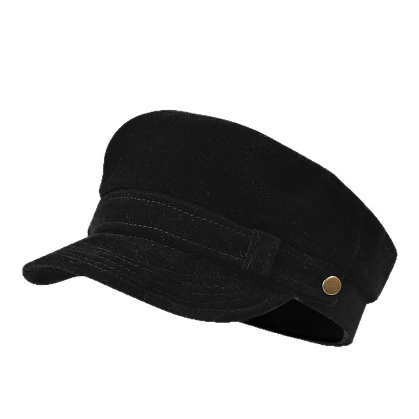 Vintage Military Baker Cap with Decorative Buckle for Casual Everyday Fashion Style