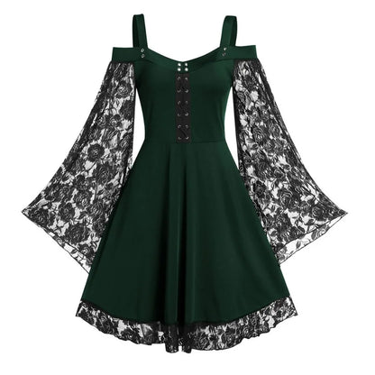 Gothic Lace Bell Sleeve Dress for Alternative Fashion Style