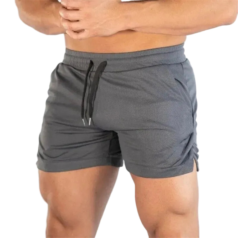 Men's Mid-Rise Elastic Waist Performance Gym Shorts with Regular Fit Casual Activewear Design