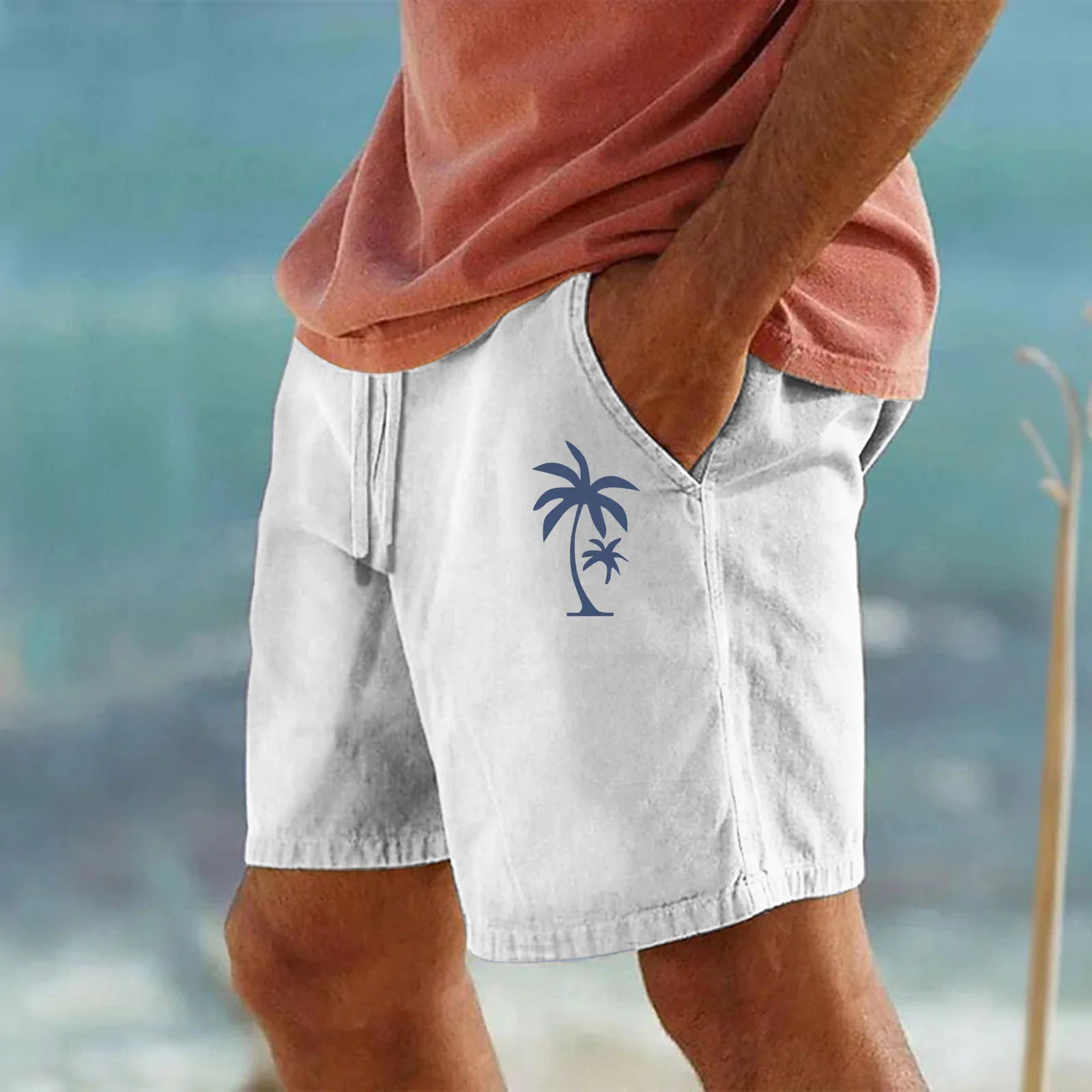 Men's Casual Drawstring Resort Shorts with Relaxed Everyday Summer Vacation Style
