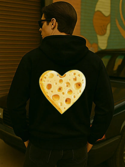 Loose Fit Heart Graphic Fleece Hoodie for Casual Streetwear and Everyday Layering