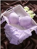 Elegant Burgundy Floral Lace Push-Up Bra and Brief Set
