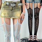 Lace Trim Thigh High Stockings Y2K Gothic Alternative Fashion Legwear