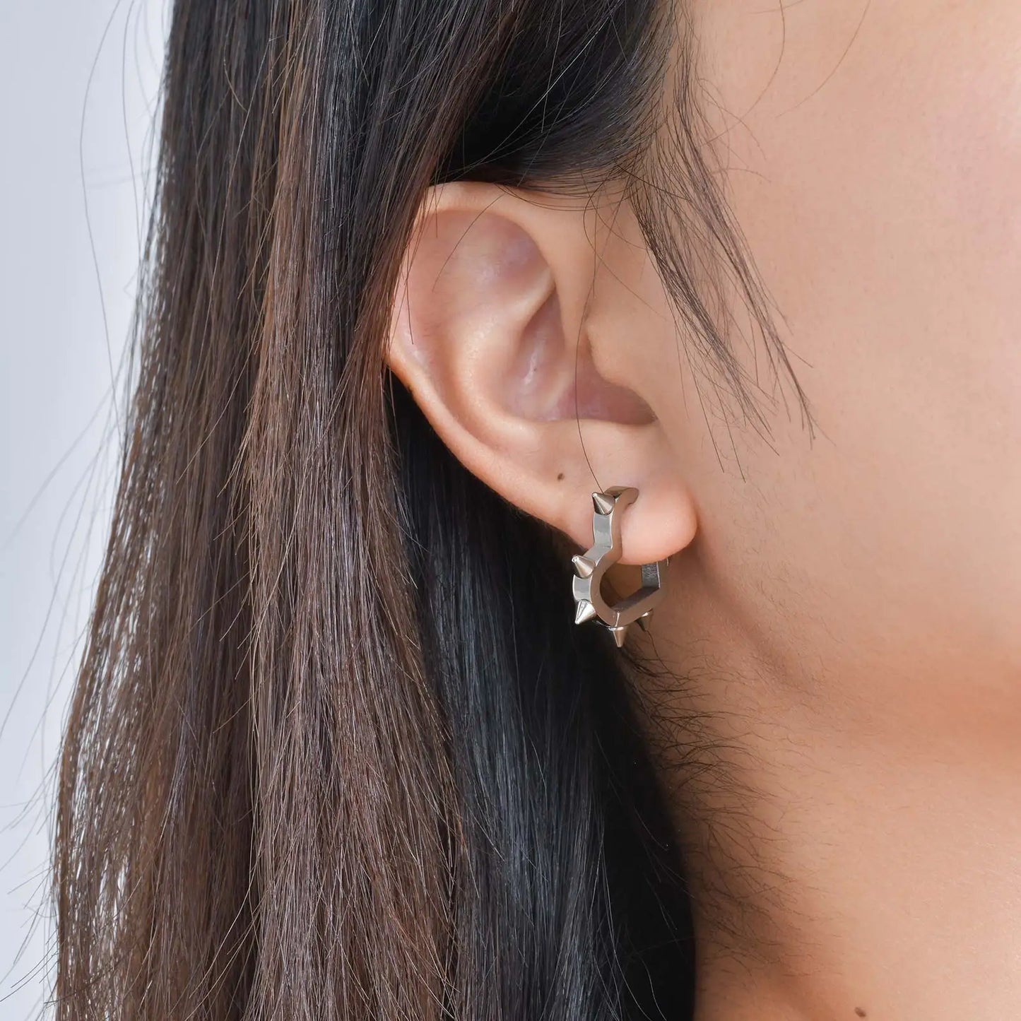 Gothic Heart Hoop Earrings with Rivet Inspired Alternative Fashion Details