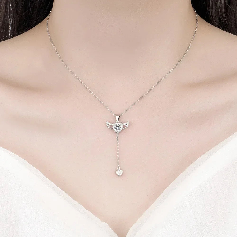 Angel Wing Heart Pendant Necklace Romantic Gothic Alternative Jewelry