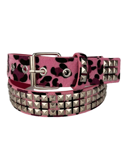 Animal Print Studded Belt for Punk, Y2K and Alternative Fashion